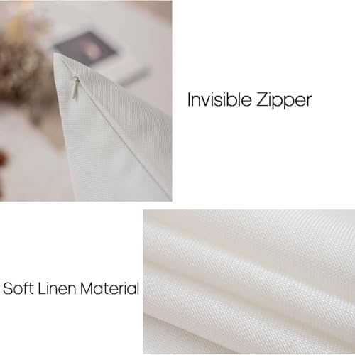 Housses coussin lin beige 55x55cm impression ours blanc double face premium - 5