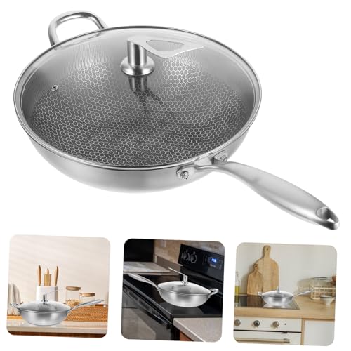 Wok de acero inoxidable con tapa y superficie antiadherente miniatura 3
