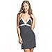 KHDFYER Primavera Otoño Camisón Mujeres Sexy Correa de Espagueti Encaje Patchwork Lencería Vestido Ropa de Dormir Sleepshirts-Blue_with_White_Dot_L