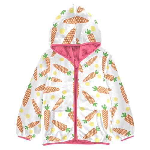 OTVEE Easter Checkered Carrots Kids Hoodie Jacket Fall Spring Full Zip Warm Outwear Coat