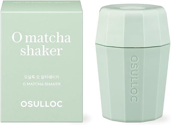 OSULLOC O Matcha Shaker, Mini Shaker for Matcha Shots and Lattes | Unique mini matcha shaker with faceted grip and marked line, made for smooth matcha shots, iced lattes, and easy daily prep