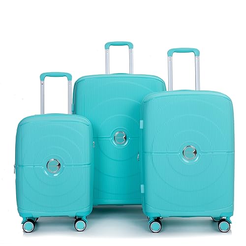 Expandable Hardshell Suitcase Double Spinner Wheels Pp Luggage Sets Lightweight Durable Suitcase with Tsa Lock,3-Piece Set (20,24,28), Lake Blue2