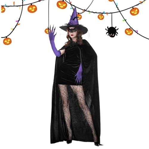 Déguisement de sorcière femme adulte avec cape pour mariage gothique et soirée Halloween intense
