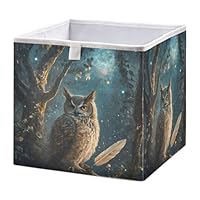 CZXW Night Owl Storage Bins Cube Foldable Storage Baskets Bin Waterproof Home Organizer with Handles Basket for Blanket Clothes