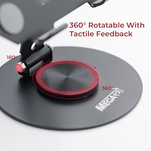 Image of MegaStro Tablet Stand | Heavy Duty |Carbon Steel, 360 Rotation, 180 Tilt | Foldable, Ergonomic Design | Universal Compatibility for iPad, Samsung, Lenovo, OnePlus & All 7-13 inch Tablets