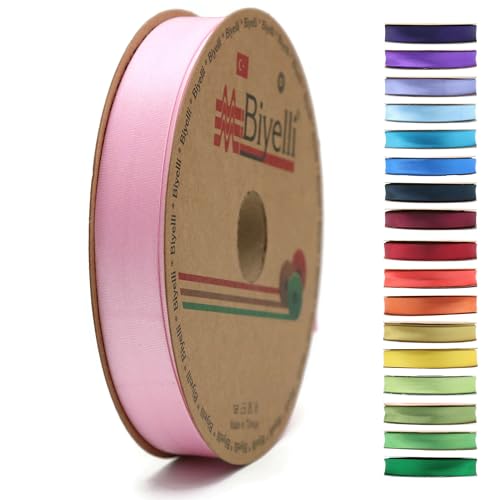 Image of Fold Satin Bias Tape - 99+ Colors - 3 /4 Inches Wide - 27 Yards - Fold Satin Binding Bias Ribbon Fabric Piping Bias Binding Tape for Sewing Clothing DIY (07. Lace Pink) BYS07