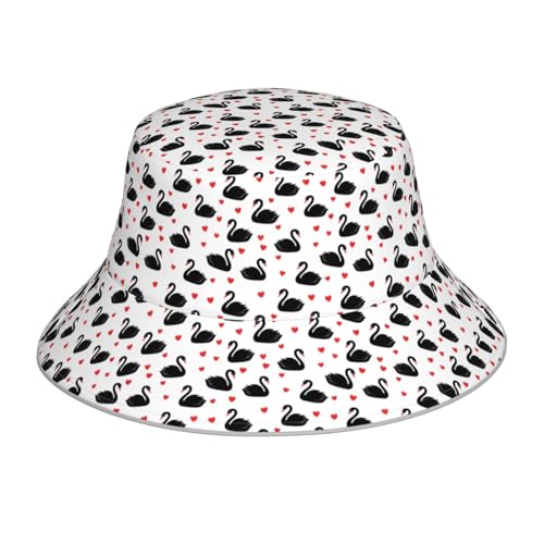 Love Cute Swan Bird Bucket Hat Elegant Bird Unisex Fishing Cap Fashion Graphic Fisherman Hats