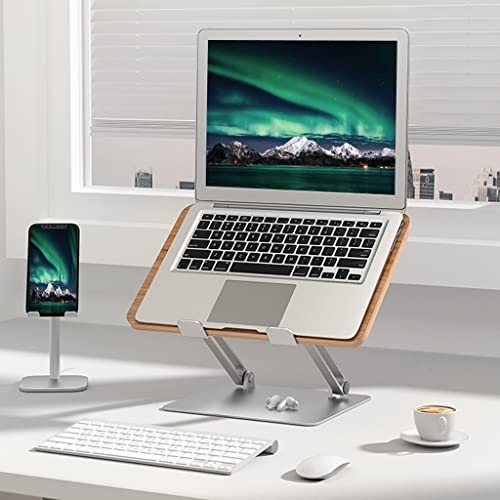 Soporte de madera para portátil marrón elevable y plegable para escritorio 5