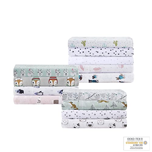Image of Intelligent Design Cozy Soft 100% Cotton Flannel Print Animals Stars Cute Warm, Ultra Soft Cold Weather Sheet Set Bedding, Twin XL, Teal Dogs 3 Piece