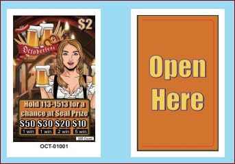 $2 Pull Tabs – Oktober Fest Theme Seal Card Game – 285 Count – Fundraising Raffle Tickets with Seal Holders for Bars, Clubs, Schools & Nonprofits