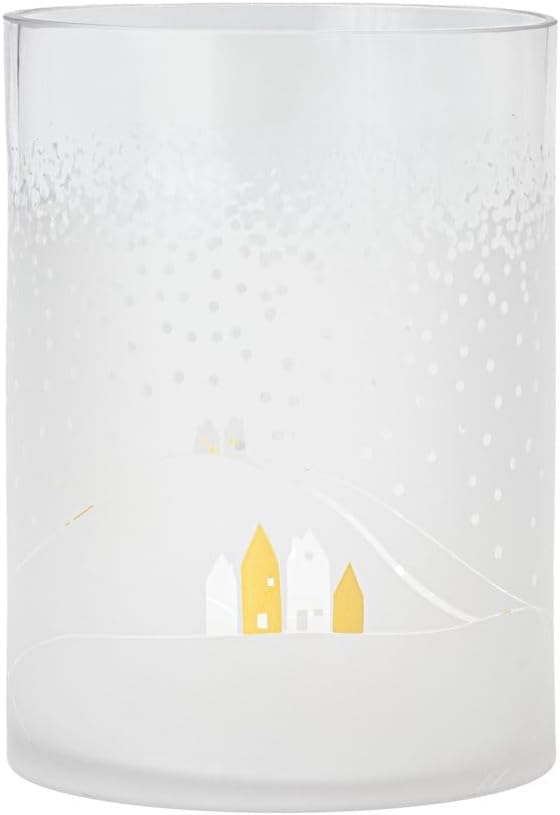Räder Snowy Day Landscape Frosted Glass Candle Holder - Hurricane