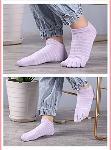 Toe Socks, 5 Pairs Women's Toe Socks for Running Cotton Five Finger Socks Athletic Walking2