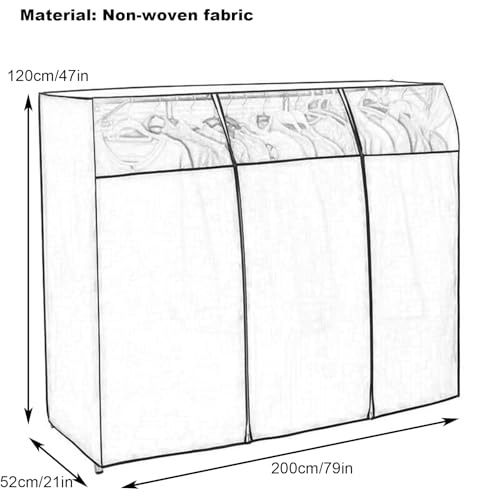 Clothes Bags for Storage Hanging, Garment Rack Cover Only, Double Zippers at Front and Back, X-Shaped Clothing Set(200x52x120cm/79x21x47in)2