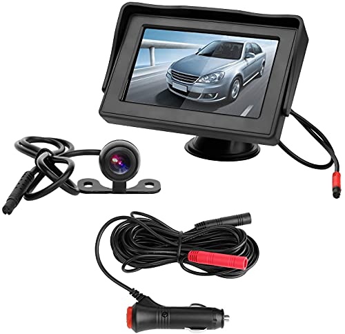 OBEST Samochodowa kamera cofania z monitorem 4,3", wodoszczelna kamera parkingowa, system wspomagania parkowania i ekran LCD do samochodów 12 V, autobus, ciężarówka, transporter, kamperów