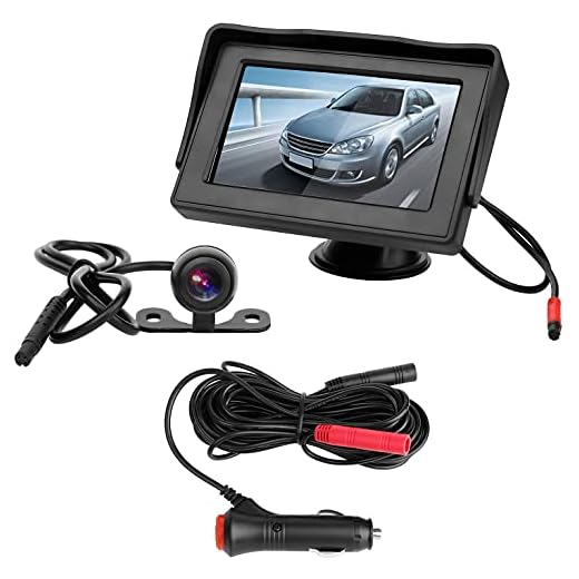 Telecamera Posteriore per Auto Telecamera di Retromarcia con Monitor LCD da 4,3",12 V-24 V Assistenza al Parcheggio, Visione Notturna, Impermeabile, Adatto per Autobus/Camion/Camper/Furgone