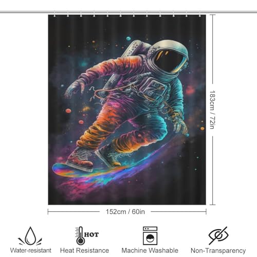 Rideau de douche astronaute polyester lavable imperméable pour cabine douche et maison - 4
