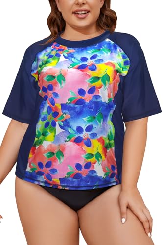 Haut rashguard à manches courtes pour femme grand taille protection solaire