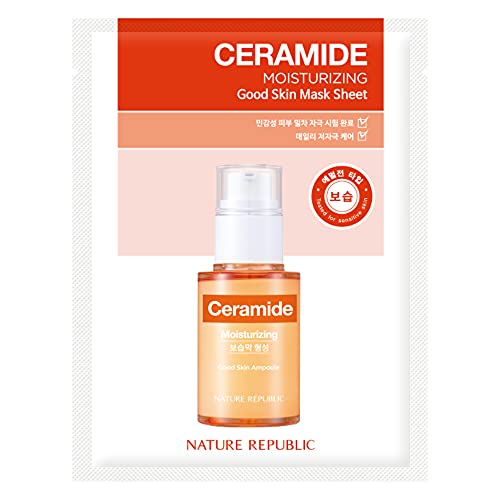 Nature Republic Moisturizing Ceramide Face Mask Sheet Korean Skin Care Daily Good Skin Emulsion Rich Moisture Dry Sensitive Care 24g/0.84fl.oz
