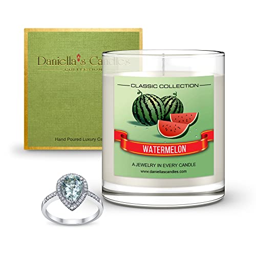Daniellas Candles Watermelon Jewelry Scented Candle with Necklace Inside