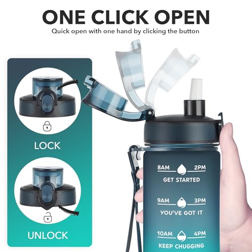 Image of Enerbone 24 oz Water Bottle, Leakproof BPA & Toxic Free, Motivational Water Bottle with Times to Drink and Straw, Fitness Sports Water Bottle with Strap for Office, Gym, Outdoor Sports