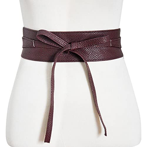 Hello My Life&Apparel Women's PU Leather Waist Belt Bow Tie Wrap Around Soft Boho Corset Fashion Elegant for Dresses (Coffee)4