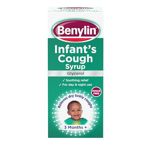 Benylin Infant’s Cough Syrup Apple Flavour (1x 125 ml), Effective Tickly and Dry Cough Medicine, Suitable for Day and Night Use Medicine for Children Aged 3 Months +
