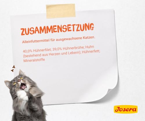 JOSERA Filet Pures Huhn (16 x 70 g) | Adult | Premium Nassfutter für ausgewachsene Katzen | Pures Huhn mit 40% Hühnerfilet | getreidefrei | Katzenfutter nass im Frischebeutel | 16er Pack