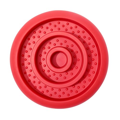 Pawnana Slow Feeder Lick Mat for Dogs - Keep Them Busy - Natural Rubber Dog Frozen Treat Toys - Durable Interactive Enrichment Toys - Licking Dish for Dog De-Stressing Red