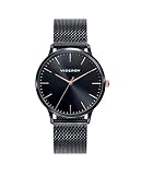 Viceroy Reloj Mujer Analógico de Acero Inoxidable - 33 mm - Movimiento de Cuarzo - Esfera Negra - Resistente al Agua 5 ATM - Malla Milanesa - Colección Kiss – 461096-57