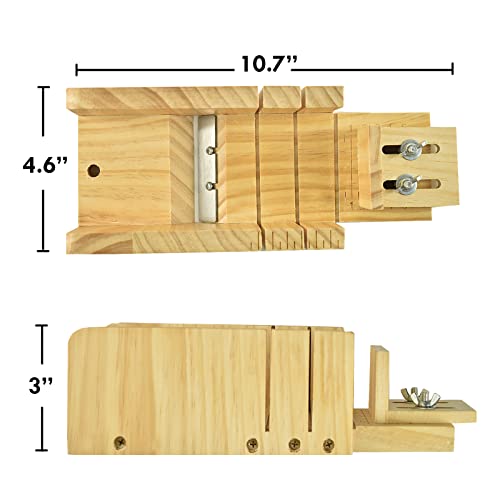 Image of Artcome Loaf Soap Making Cutting Mold Kit Multi-Function Adjustable Wood Soap Mold Set - Rectangular Silicone Mold Set with Stainless Steel Wavy & Straight Cutter