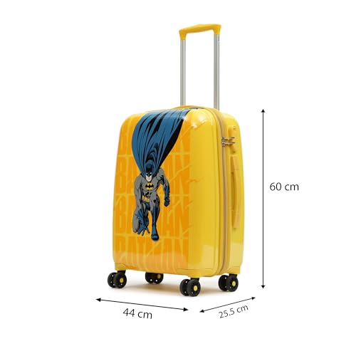 Image of YAYAVAR Batman Kids Trolley Suitcase - 65L | Hard-Sided Printed Luggage with 8 Wheels, Number Lock, Scratch Resistant, Lightweight Trolley Bag (60cm)
