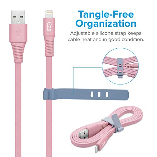Cabo Iphone/Cabo Lightning I2GO Certificado MFi 1,2m 2,4A PVC Flexível Flat Rosa - I2GO Basic