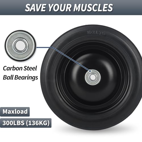 GICOOL 10x1.75" Flat Free Solid Rubber Tire and Wheel - 1/2" Axle Bore Hole by GICOOL - Used condition - Image 5