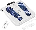 Fußmassagegerät Durchblutungs-Stimulator mit EMS & TENS – Elektrisches Fußmassagegerät mit 10 Modi, 50 Intensitätsstufen und 4 Elektrodenpads zur Schmerzlinderung und Förderung der Durchblutung Weiß