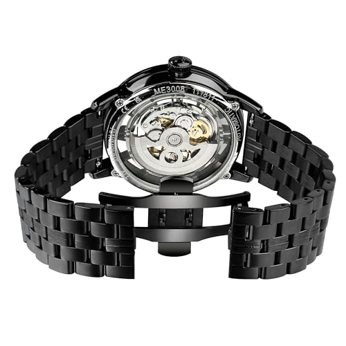 Image of FORSINING Men's Automatic Watch with Mechanical Movement, Skeleton Dial and Leather Band