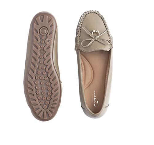 Image of CatBird Women's Slip-On Loafers | Cushioned Comfort Flats with Bow & Metal Detail | Lightweight Office & Casual Shoes | Anti-Slip Sole