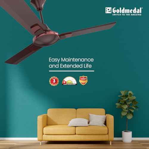 Image of Goldmedal Legacy Prime 1200mm 1 Star BEE Certified Star Rated Decorative Ceiling Fan | Superior Metallic Paint Finish| High Speed | 3 years Warranty|Pack of 1 (Espresso Brown)