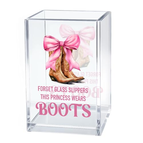 Image of Forget Glass Slippers This Princess Wears Boots Cosmetic Organizer Pen Holder, Funny Cowgirl Vanity Accessories for Girls Daughter, Desk Accessories Makeup Brushes Holder for Women Her Friend