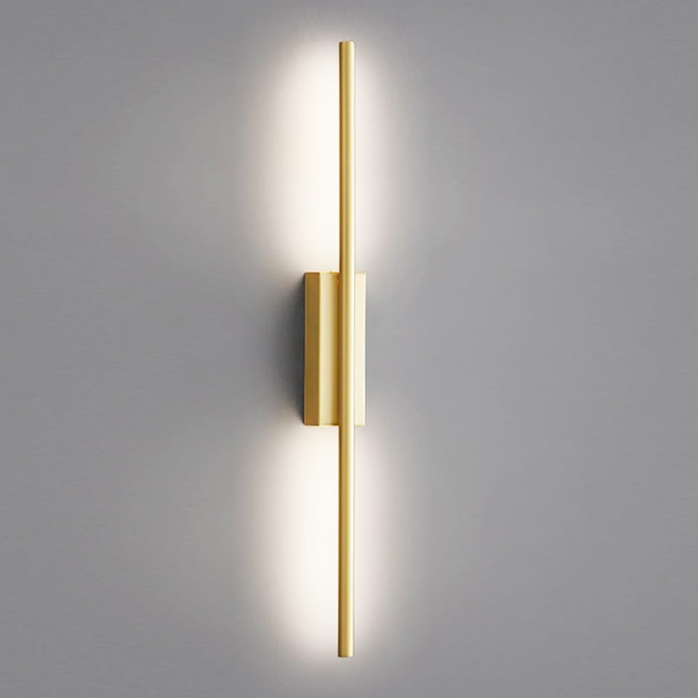 Lámpara de pared junto a la cama con tira de cobre y luz LED de 3 tonos para lectura nocturna