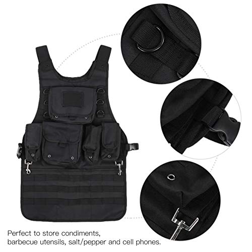 POCREATION Avental de ferramenta de armazenamento, conveniente preto ajustável com gancho removível