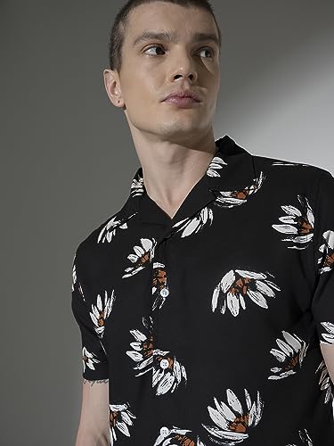 Image of Hubberholme Men's Rayon Relaxed Fit Printed Half Sleeve Resort Shirt