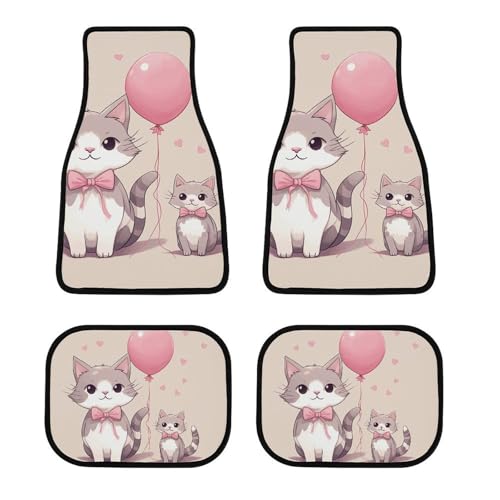 Tapis de sol antidérapants auto chat et cœur lot de 4 universels