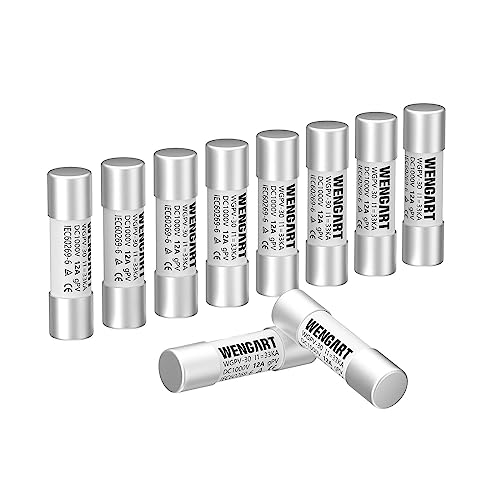 Wengart Solar Fuses WGPV-30,Fast Photovoltaic Fuses for Solar Photovoltaic Applications,DC1000V 12Amp,10x38mm,I133kA,10pcs