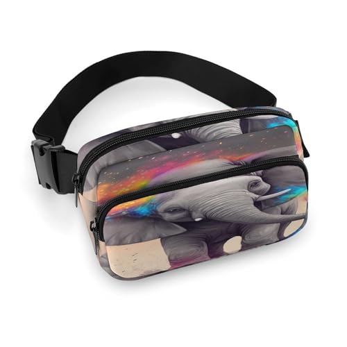 Sac banane léger pour course à pied et voyage avec motif éléphant et sangle réglable