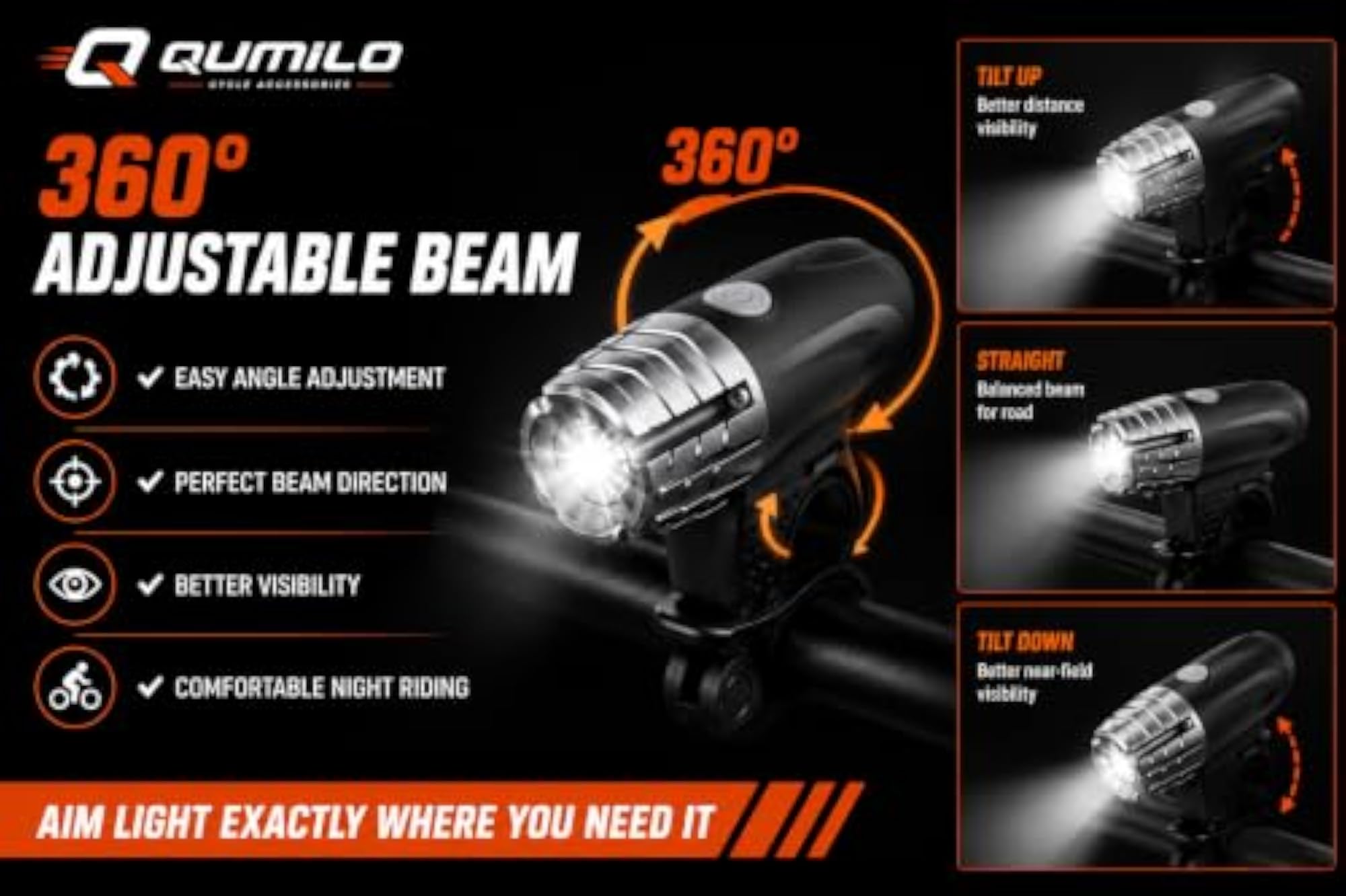USB Rechargeable Bike Front Headlight