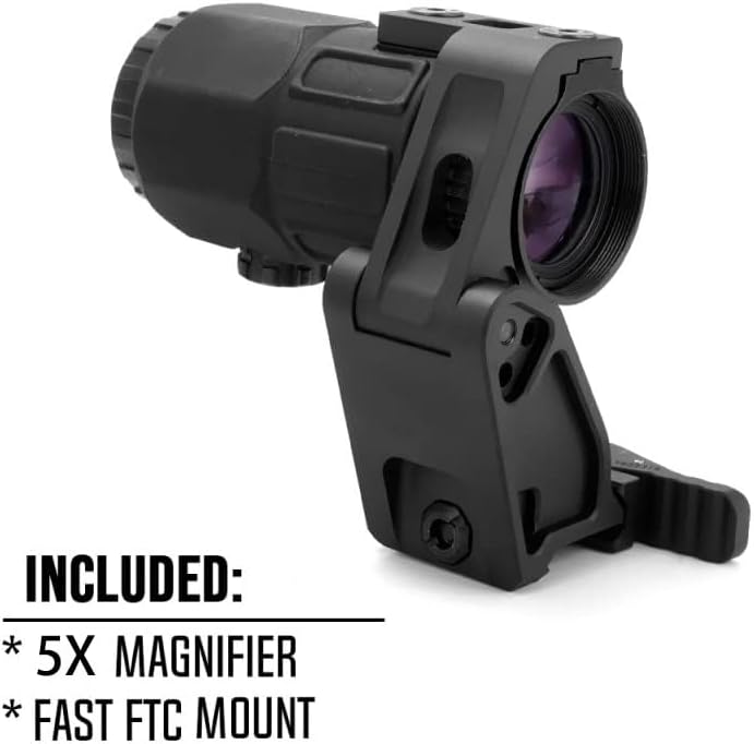 5X Magnifier with 2.26 FTC Mount Combo，Quick Release and Flip-to-Center (FTC) Mechanism，CNC 7065 Alumnium，Black/FDE/TAC