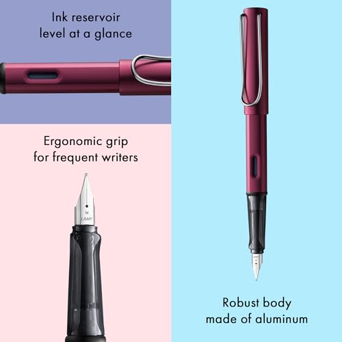 Image of LAMY AL-star black purple - Fountain Pen with ergonomic grip & polished Left-Handed steel nib (LH) in size M - lightweight aluminum body - including LAMY T 10 blue cartridge