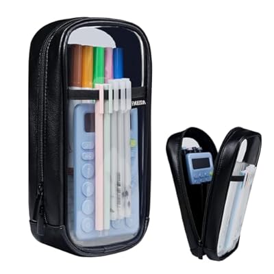 Fmeida Clear Pencil Case - Upgraded 4 Compartme...