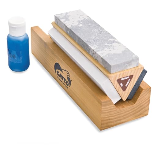 Gatco Arkansas Tri-Hone Sharpening Stone System – 3 Grit Knife...