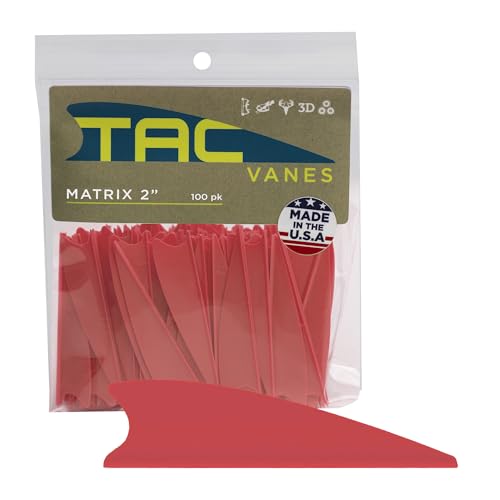 TAC Vanes 2" Matrix Arrow Vanes | Archery Fletching for Compound & Crossbow | Durable, Lightweight, High Accuracy, Red 36 Pack